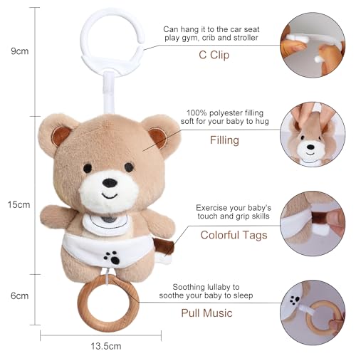 COTTONBEBE Baby Bear Soft Toy with Soft Music Musical Toys for Boys and Girls for Strollers and Cribs, Ideal Birth Gift for Baby