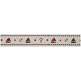 Natural 5m x 20mm Bowtique Ribbon Nautical: Red & Navy