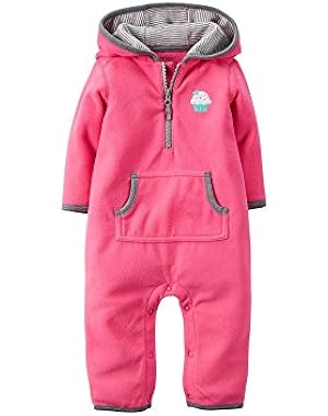Baby Girls' Hooded Fleece Jumpsuit Romper