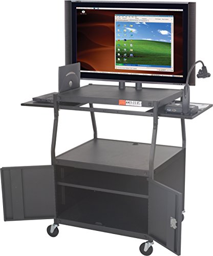 Balt Wide Body Flat Panel TV Cart with Cabinet, Black