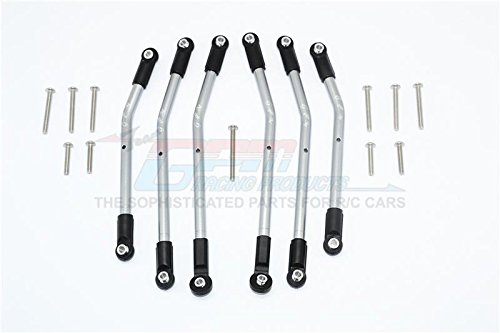 Traxxas TRX-4 Trail Defender Crawler Upgrade Parts Aluminum Adjustable Suspension Links - 6Pc Set Gray Silver