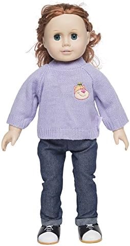 Dayshopping Doll Clothes For 18 Inch American Dolls With 2 Piece Coat Outfit Includes Sweater and Jeans - Purple