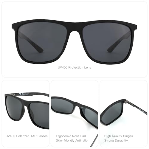 ZENOTTIC Square Polarized Sunglasses for Men Ultralight Carbon Fiber Sun Glasses Driving Fishing Golf UV400 Protection