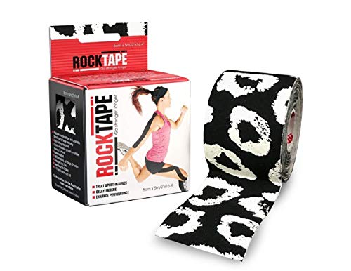Rocktape Kinesiology Tape for Athletes, Water Resistant, Reduce Pain and Injury Recovery, 180% Elastic Stretch, 1 Roll, 16.4 Feet (Black White Leopard) - Thumbnail 6