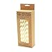 Gold Metallic Striped Drinking Paper Straws Biodegradable for Wedding Party Valentines Day Christmas Baby Shower Box of 100