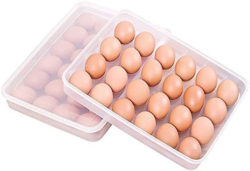 N M Z ABS Plastic Transparent color 24 Grids Transparent Egg Tray Storage Box Freezer Eggs Box-Transparent Preservation 1 Pc