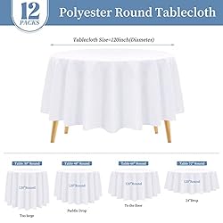 12 Pack White Round Tablecloth-120 Inch White Table