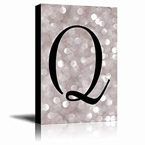 The Letter Q in Brush Stroke Cursive on a Champagne Colored Bokeh Background - Modern Romantic Elegant Art - Canvas Art Home Art - 12x18 inches