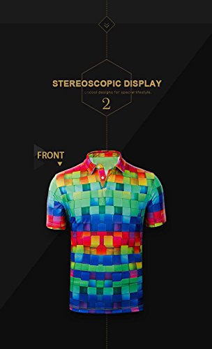 image for HUGS IDEA Hawaiian Men's Golf Polos Shirt Breadfruit Leaves Print Summ