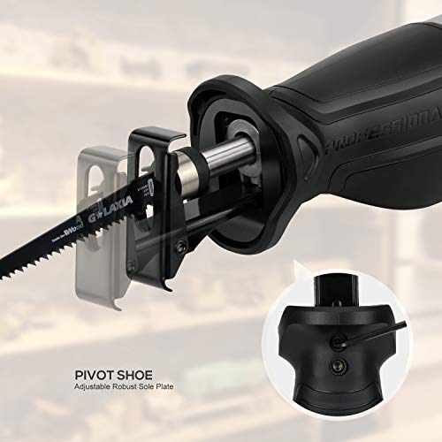 Reciprocating Saw, GALAXIA 9 Amps Professional Corded Sabre Saw with 4Pcs Blades 1-1/8"(28mm) Stroke Length, 0-2800SPM and 6" Max. cutting Depth in Wood and Metal Cutting