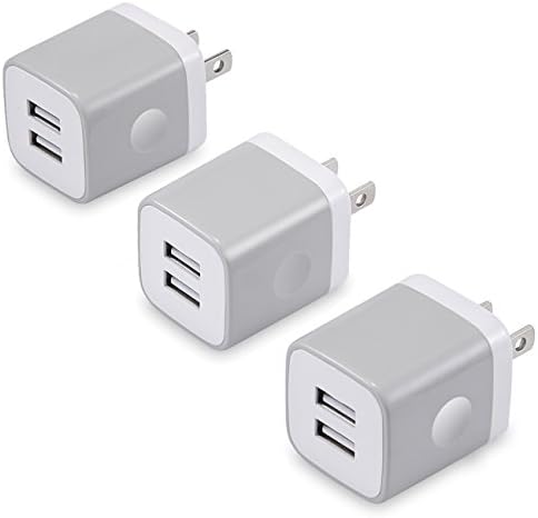 USB Wall Charger LEEKOTECH 3-Pack 2.1A/5V Dual Port USB Charger Plug Power Adapter Charging Block for iPhone X, 7/7 Plus, 6/6S Plus 5S, Samsung Galaxy S5 S6 S7 Edge, HTC, LG, Nokia