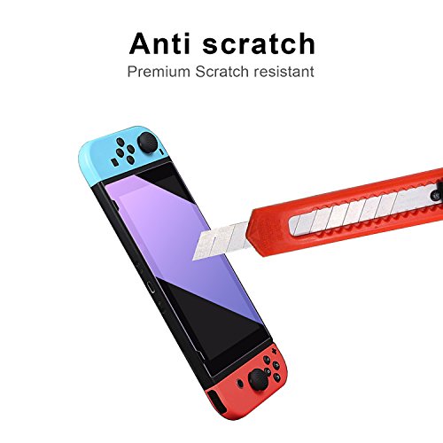 Tempered Glass Screen Protector for Nintendo Switch, Pavoscreen Bubble Free Anti Scratch Block Blue Light Filter Dust-proof Screen Guard for Nintendo Switch 2017 (6.2 Inch Display)