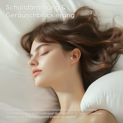 sunvito Sleep Headphones, Bluetooth 6.0, Sleep Headphones, Side Sleepers, Mini Headphones for Sleeping with Noise Cancelling, Soft Liquid Silicone Earphones with Long Battery Life for Sleep, Travel