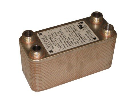 Brazed Plate Heat Exchanger 3 x 8- 20 Plate 12,000 BTU Port Size: 3/4" MPT