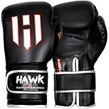 Hawk Sports Black Leather Boxing Gloves Gel Fight Punch Bag MMA Muay Thai Kick UFC