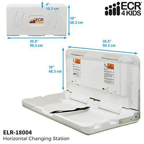 ECR4Kids Wall Mounted Baby Changing Station, Horizontal Fold Down Diaper Changer Table with
