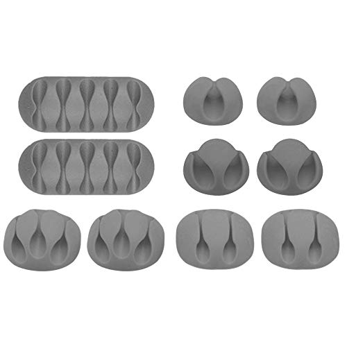 YOFASEN Cable Holder Clips Grey - Cord Wire Tidy Self Adhesive Cable Clips for Charging Cable/Power Cord/USB Cable/TV Cable/PC, Grey, 10pcs