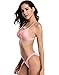 SHEKINI Women's Brazilian Bathing Suit Triangle Bikini Set Sexy V Neck Two Piece Swimsuits (Small, Dirty Pink)