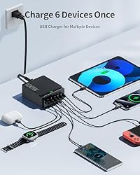 USB C Charger Block Charging Station: 100W 6 Port