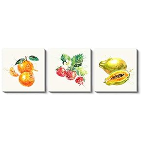 Canvas Wall Art Plants and Fruits Painting Artwork for Home Prints Framed - 12"x12"x3 Panels