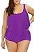 Sovoyontee Women Purple Plus Size Ruffle Flounced High Waisted Swimsuits Swimwear 4XL 20