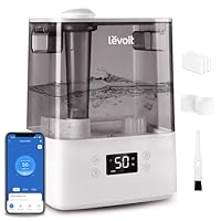 LEVOIT Humidifiers for Bedroom Large Room Home, (6L) Cool Mist Top Fill Essential Oil Diffuser for Baby & Plants, Smart App & Voice Control, Rapid Humidification & Auto Mode - Quiet Sleep Mode, Gray