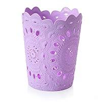 Earchy Trash Can, Openwork Flower Plastic Trash Can Wastebaskets Bedroom Living Room Office Trash Can Plastic Trash Can