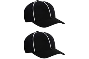 2 Packs Referee Hat Adjustable Black with White Stripes Soccer Official Cap, Black, One Size