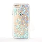 Happy Hours® Luxury Bling Flow Liquid Sand Glitter Heart Quicksand Back Case For iPhone 6 Plus/ iPhone 6S Plus 5.5 Inch Sparkle Dynamic Drift Sand Clear Hourglass Cover , Skyblue