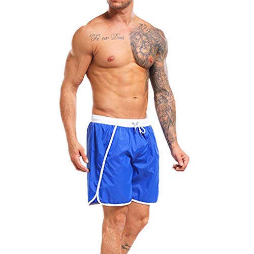 Caopixx Mens Gym Shorts for Men Elastic Waist Quick Dry Stretchable for Running Training Blue