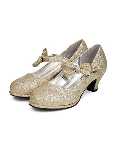 image for Little Angel Tasha-685E Glitter Bow Mary Jane Pump (Toddler/Little Gir