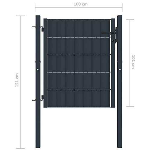 Tidyard Metall Zauntor Gartentor Hoftor Einzeltor Einfahrtstor Zaunfelder, 100x101 cm Anthrazit – Bild 5