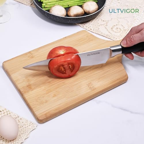 ULTVIGOR Conjunto de Facas 5 Peças, 4CR13 Aço Inoxidável Afiado e Durável, Cabo antiderrapante, Corte Preciso para Cozinhas Domésticas, Inclui Faca de Chef, Santoku, Preto