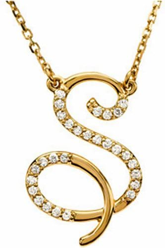 14k Yellow Gold Sexy S Initial Diamond Necklace
