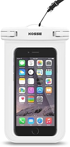 Universal Waterproof Case, Kosse CellPhone Dry Bag Pouch for Apple iPhone 6S 6,6S Plus, 5S 7, Samsung Galaxy S7, S6 Note 5 4, HTC LG Sony Nokia Motorola up to 6.0" diagonal -White