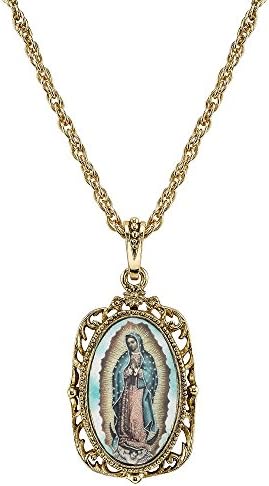 "Symbols of Faith" 14K Gold-Dipped Our Lady of Guadalupe Pendant Necklace