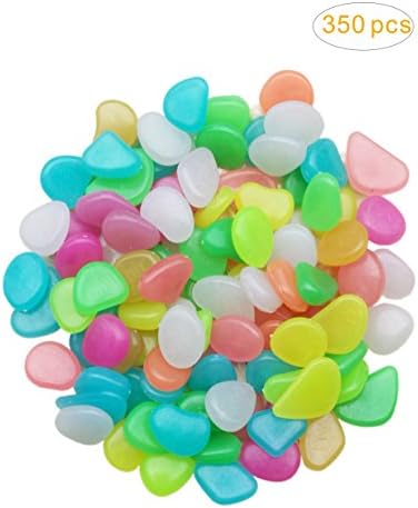 Glow In The Dark Pebbles, Luminous Glow Stones Rocks for Walkways Fish Tanks Garden Décor Aquarium, 350 Pieces, Multi Color
