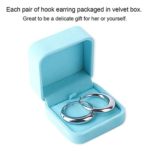 DOMEI Thick Chunky Hoop Earrings Gold, Chunky Gold Hoop Earrings Small, 14k Gold Plated Chunky Tube Hoop Earrings for Women (Silver)