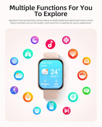 Parsonver Smart Watch for Women, 5ATM Waterproof for Swimming, Fitness Activity Tracker 100+ Sport Modes, Heart Rate/Sleep/SpO2/Steps Monitor, 1.8" HD Screen Smartwatch for Android & iOS, Rose Gold