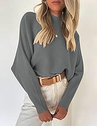 ZESICA Women's 2024 Fall Turtleneck Batwing Long