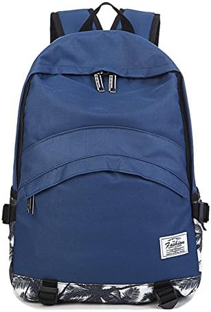 New Canvas Student School Backpack Retro Double Zipper Large Travel Shoulder Bag Blue