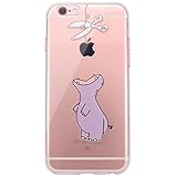 JAHOLAN iPhone 6 Case, iPhone 6S Case Amusing Whimsical Design Clear Bumper TPU Soft Case Rubber Silicone Skin Cover for iPhone 6 6S - Purple Hippo