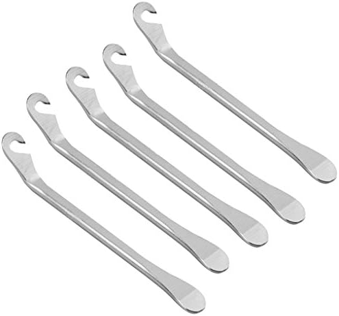 COOLWHEEL Bike Tire Lever Spoon - Bicycle Tyre Iron Changing Tool, 5Pcs Stainless Steel Lever Removal Install Tube Repair Kits for Road and Mountain Bike
