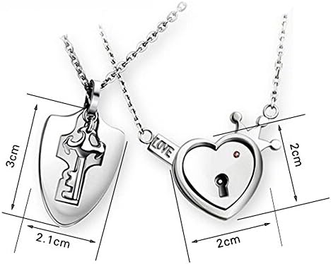 Hingghou Charm Women Men Fashion Stainless Steel Couple Necklace Key Lock Heart Necklaces Pendant