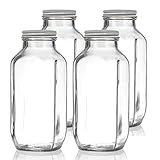 French Square Glass Drinking Bottles 16 Ounce 4