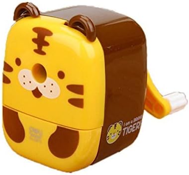 Tiger Pencil Sharpener, Creative Hand Rotating Pencil Sharpener for Kid Gift Study Office Classroom, Yellow