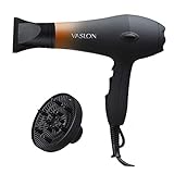 VASLON Salon Grade Professional Hair Dryer 1875W AC Motor Negative Ionic Ceramic Blow Dryer With 2 Speed and 3 Heat Settings Cold Shot Button, Diffuser and Concentrator