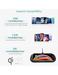 CHOETECH Cargador inalámbrico doble, 5 bobinas Qi Pad de carga inalámbrica rápida compatible con iPhone X   XS   XS Max   XR   8 8 Plus, Samsung Galaxy S10   S10 +   S10E   S9   S9 +   Note9   S8, Nuevos AirPods (Adaptador) Incluido)