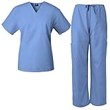 MedGear Mens Scrub Set Unisex Top and Pants (XS-3XL - 13 Colors) 7881