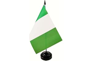 ZIGVERT Nigerian Table Flag 8'' x 5''- Nigeria Flag Set, Nigerian Desk Flag, Office Flag, Table Decoration, Black Plastic Stick and Base - Vivid Color and Fade Resistant